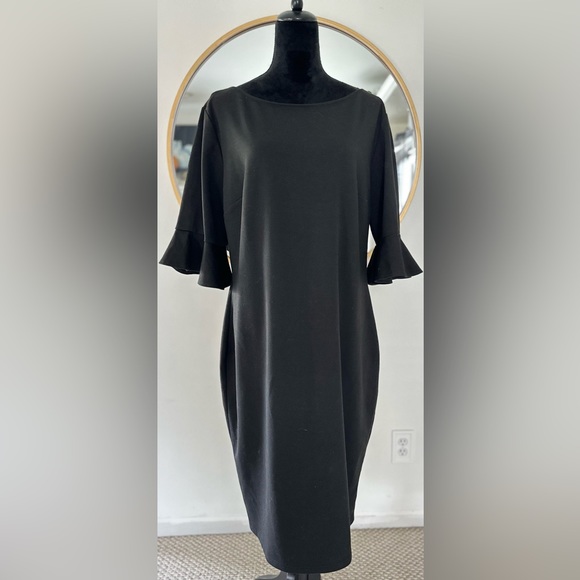 VfEmage Dresses & Skirts - Vfemage Bell Sleeve Classic Little black Dress Midi Knee Length Stretch Dress 18
